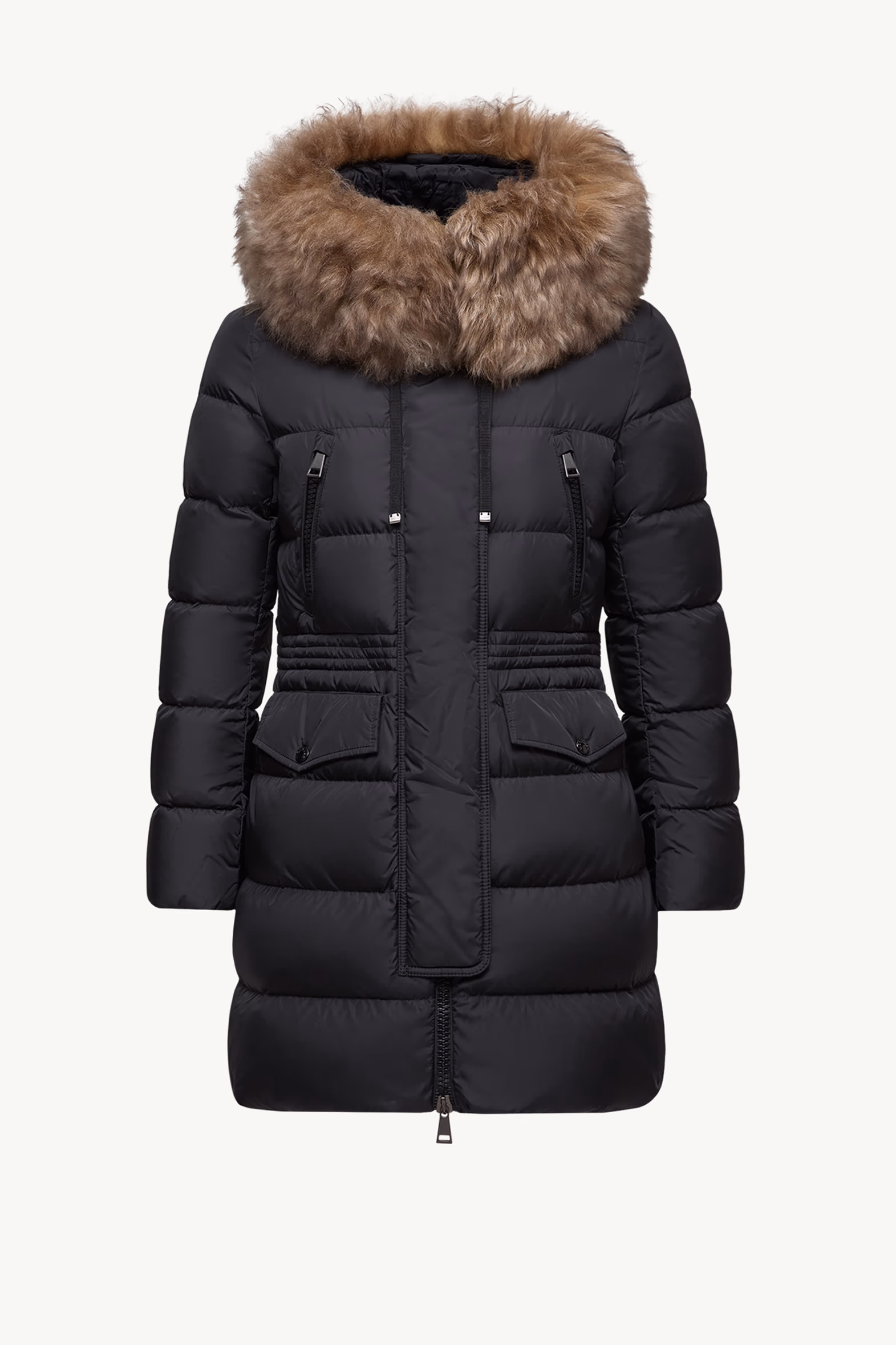 Doudoune longue à capuche bordée de shearling Aphroti Femmes Noir & Beige Moncler 2